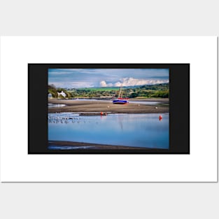 River/Beach With Boat & Landscape Scenery - Newport, Pembrokeshire Posters and Art